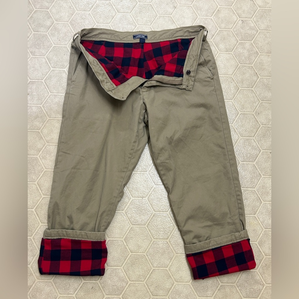 Men’s 37 x 30 Lands’ End 100% Cotton Flannel Lined Traditional Fit Chino Pants
